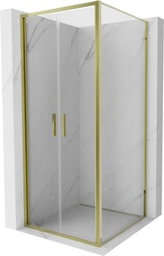 Mexen Exo, výklopný sprchový kút 90 x 90 cm, číre sklo, zlatá, 814-090-090-50-00