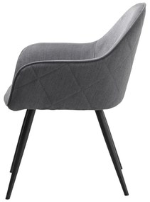 Sivé čalúnené jedálenské kreslo s podrúčkami Minto – Unique Furniture