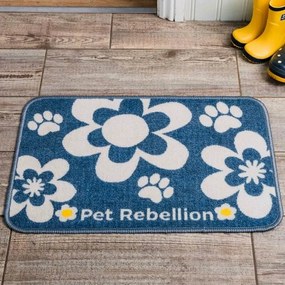 PET REBELLION Dinner Mate Flowers Modrá podložkapod misy, 40 x 60 cm