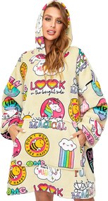 Baránková mikinová deka s rukávmi a kapucňou MAGICAL krémová