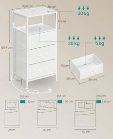 Sada 2 nočných stolíkov s LED osvetlením a nabíjacou stanicou LGSB35203W102