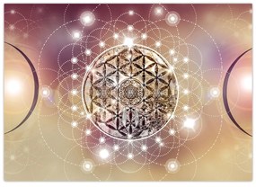 Sklenený obraz - Mandala s elementmi (70x50 cm)