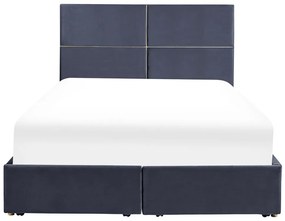 Zamatová posteľ s úložným priestorom 140 x 200 cm čierna VERNOYES Beliani
