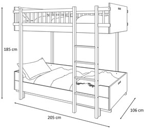 Detská poschodová posteľ SKYLER kašmír