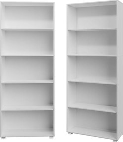 Knižnica 190 cm, biela - 5 priehradiek