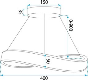 Toolight Toolight, LED závesné svietidlo, 40cm, 35W, 4000K, 3000lm, SWE064-CP, zlatá lesklá, OSW-20164
