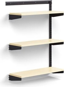 Nástenný regál RELY, prídavná sekcia, laminátové police, 1221x900x300 mm, antracit/buk
