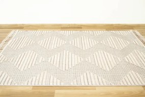 Koberec 135A Monaco Zygzak  3D strapce sivý / modrý / krémový