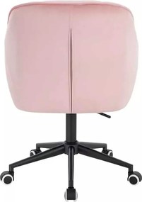 LuxuryForm DESIGN Stolička AVOLA VELUR na čiernej podstave s kolieskami - svetlo ružová