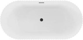 Mexen Paola, voľne stojaca vaňa, drážkovaná, 150 x 75 cm, biela matná, čierna matná, 52721507501-70