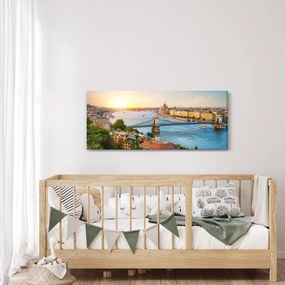 Obraz mesta Budapešť s riekou (120x50 cm)
