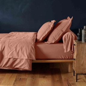 Napínacia bavlnená plachta v lososovej farbe 180x200 cm Lina – douceur d'intérieur