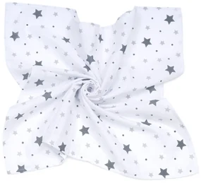 Mušelínová zavinovacia deka / plienka + mini plienka Hviezdičky s bodkami, šedá / biela