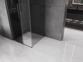 Mexen Velar, sprchový kút s posuvnými dverami 90 x 90 cm, 8mm šedé sklo, grafit brúsený, 871-090-090-41-66