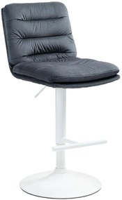 Barová stolička Damar - zamat, biely rám - tmavo šedá