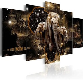 Obraz - Brown Elephants (5 Parts) Wide Veľkosť: 100x50, Verzia: Na talianskom plátne