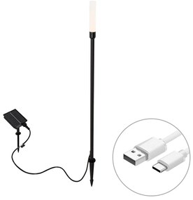 Vonkajšia stojaca lampa čierna vrátane nabíjateľného LED a solárneho - Barry