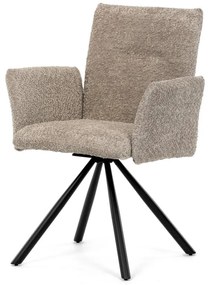 Židle jídelní DCH-W1117 LAN2 lanýžová látka, černý kov, otočný mechanismus 90°/90° (L/P)