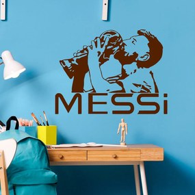 Veselá Stena Samolepka na stenu na stenu Lionel Messi pohár Farba: černá
