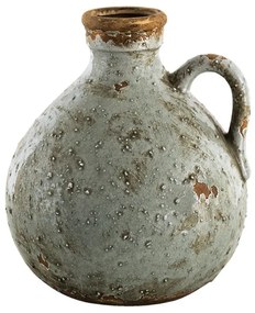 Sivá keramická dekoratívna váza s uškom - 18*17*20 cm