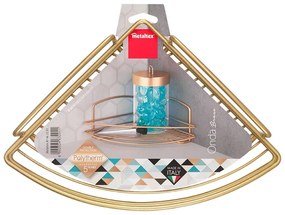 Rohová oceľová kúpeľňová polička v zlatej farbe Onda – Metaltex