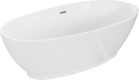 Mexen Bilbao voľne stojaca vaňa 180 x 90 cm, biela, preliv nerez brúsený