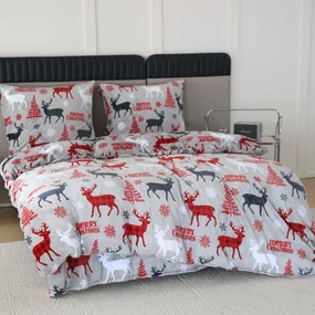 Obliečky mikroplyš MERRY CHRISTMAS DEER sivé Rozmer obliečky: 70 x 90 cm | 140 x 200 cm