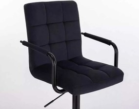 LuxuryForm DESIGN Barová stolička VERONA BLACK VELUR na čiernom tanieri - čierna