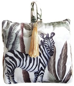 Dverové zamatová zarážka Jungle Zebra - 17 * 10 * 18cm