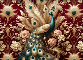Sklenený obraz – Elegantný páv (70x50 cm)