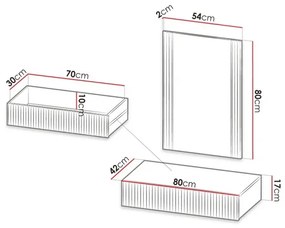 Nástenná polica + nástenné zrkadlo WITH dub wotan