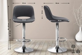 2x Barová stolička Camden - koženka, chróm rám - Čierna