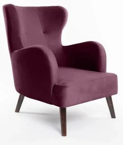 Fialové zamatové kreslo ušiak Noemye – Bonami Selection