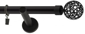 Dekorstudio Garniža jednoradová Guľa AZUR čierna matná 19mm Dĺžka: 400cm, Typ uchytenia: Držiak otvorený, Typ príslušenstva: Bez príslušenstva