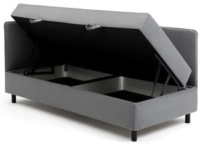 Sivá čalúnená jednolôžková posteľ s úložným priestorom s matracom 120x200 cm Avela – Bonami Selection