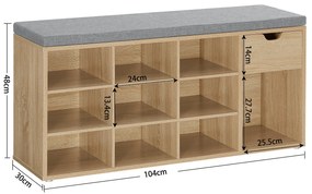Dekorstudio Skrinka na topánky so sivým sedákom - dub sonoma - LHS024W11