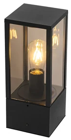 Vonkajšia stojaca lampa čierna s dymovým sklom 40 cm IP44 - Charlois