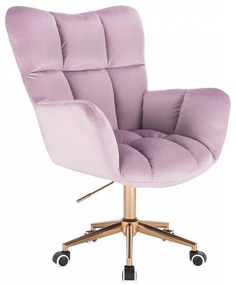 LuxuryForm DESIGN Otočné kreslo AURORA VELUR na zlatej podstave s kolieskami - levanduľa