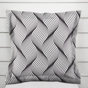 Biante Dekoračná obliečka na vankúš s lemom PML-042 Čierno-biele vlnenie 45 x 45 cm