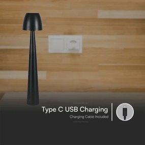 LED Stm. nabíjacia dotyková stolná lampa LED/3W/5V 3000-6000K čierna