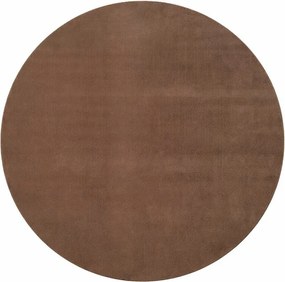 Ayyildiz, Kusový koberec Joy 1400 mocca kruh, 200x200 (priemer) kruh, hnedá, chodba / predsieň