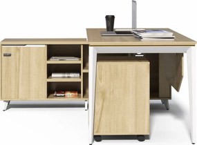 Kancelársky stôl s kontajnerom a komodou Houseland Profit Home 01 dub/biely