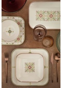 Jedálenská súprava 26 ks biela/zelená/porcelán