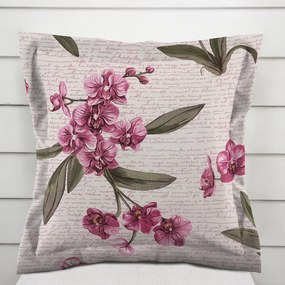 Biante Bavlnená obliečka na vankúš s lemom Sandra SA-635 Ružovofialové orchidey na bielom 40 x 40 cm
