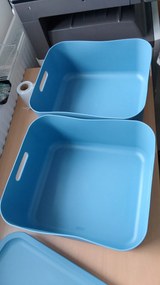 Rotho 2. akosť - Úložný box, rovný s vekom, 20l, modrý ALBU LIGHT, 40x36x18