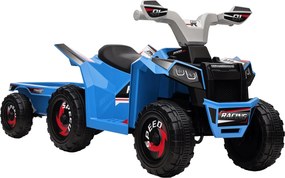 HOMCOM Detský elektrický štvorkolesový bicykel 6V, Detské vozidlo, Elektrické auto s prívesom pre deti 1,5-3 roky, 2,5 km/h, Kov, 106 x 41,5 x 48,5 cm