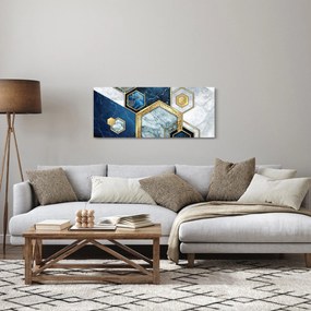 Obraz - Mramorové hexagóny (120x50 cm)