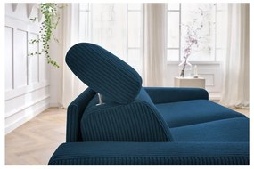 Tmavomodrá menčestrová rozkladacia pohovka 195 cm Monaco – Bobochic Paris