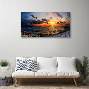 Obraz na plátne Čajka more pláž krajina 120x60 cm