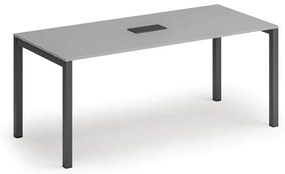 Stôl SQUARE 1800 x 800 x 750, sivá + stolná zásuvka TYP I, čierna